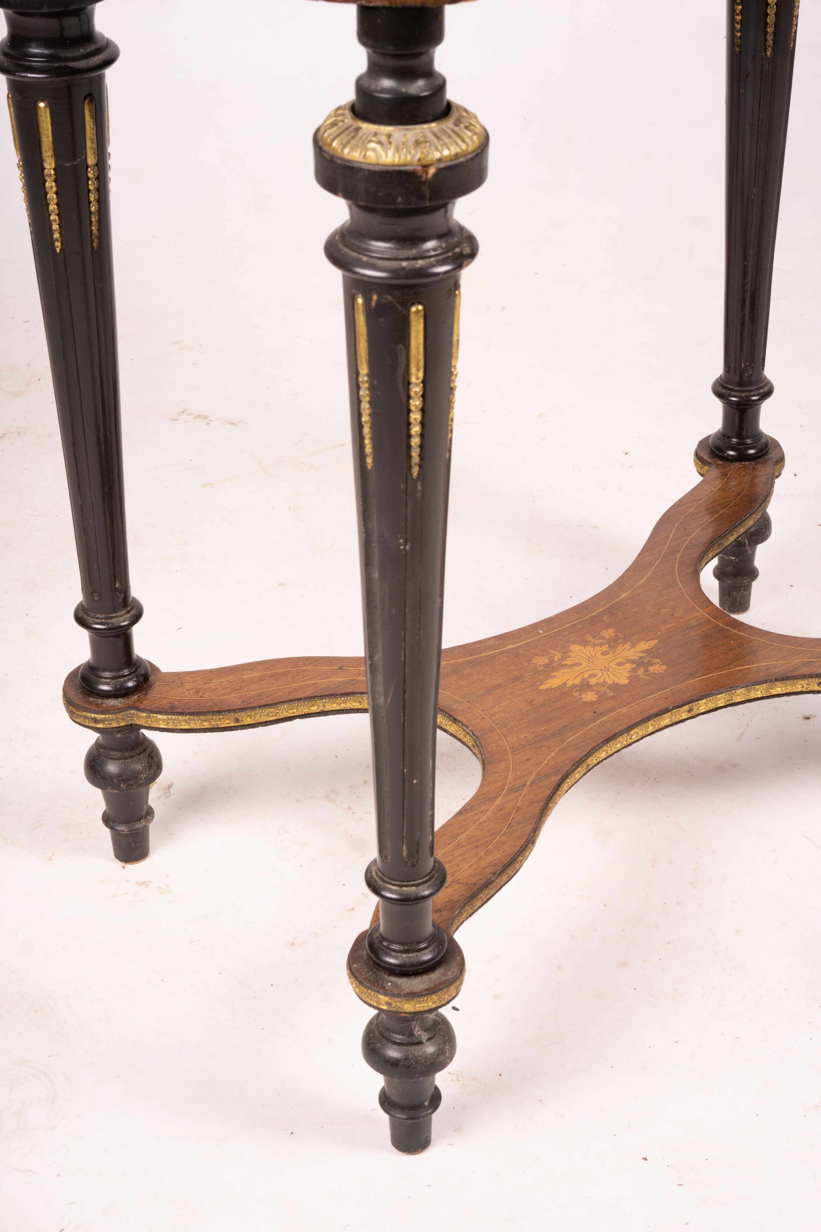 A 19th century French marquetry inlaid kingwood jardiniere table, width 60cm, depth 40cm, height 75cm